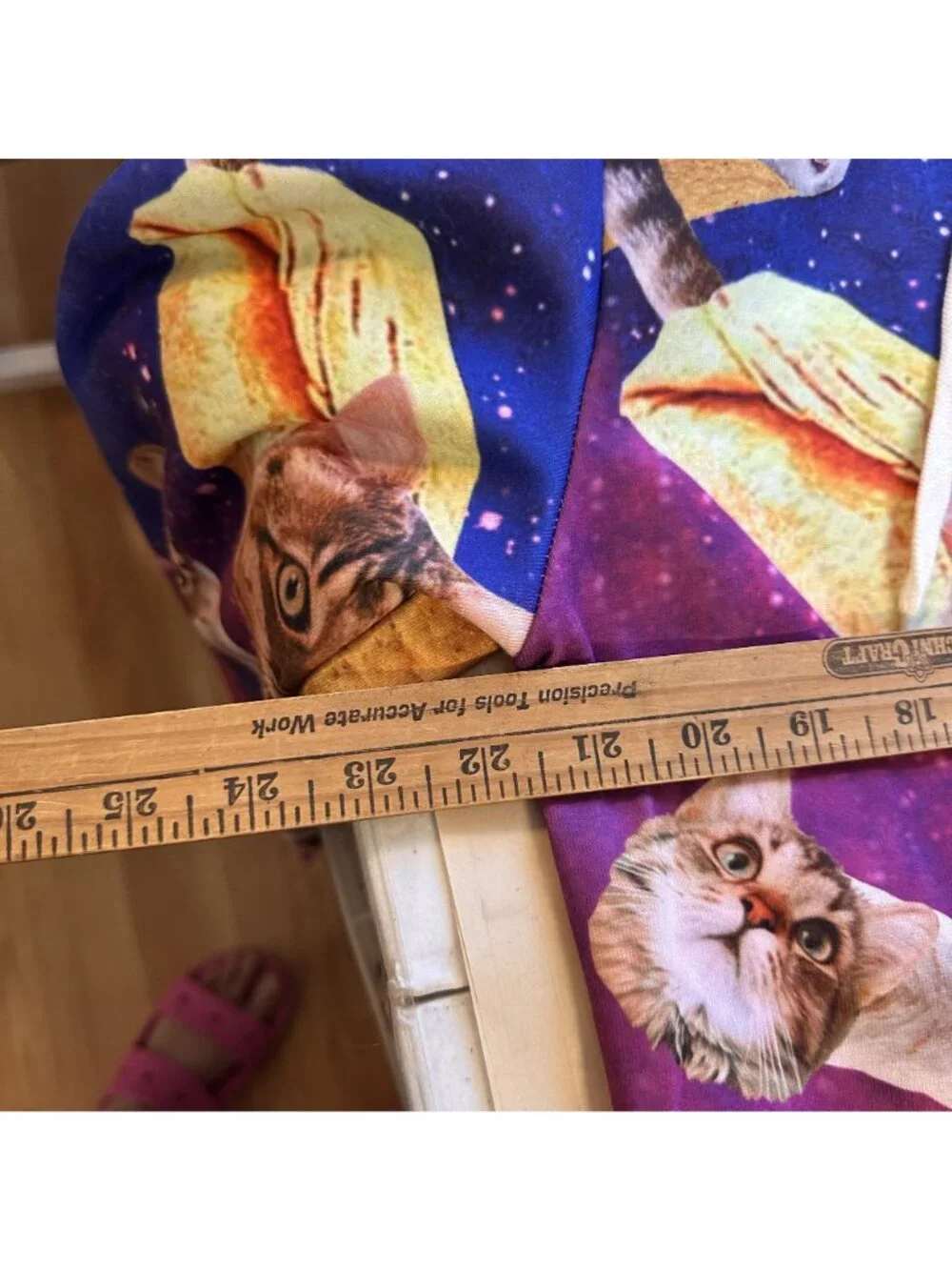 Graphic Print Funny Cat Hoodie Taco Galaxy Pink Sweatshirt Large Unisex - Picture 5 of 6